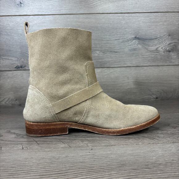 Joie Hoxton Strap Buckle Boots Womens 40 Beige/Tan Suede Round Toe Ankle Booties - Picture 9 of 12